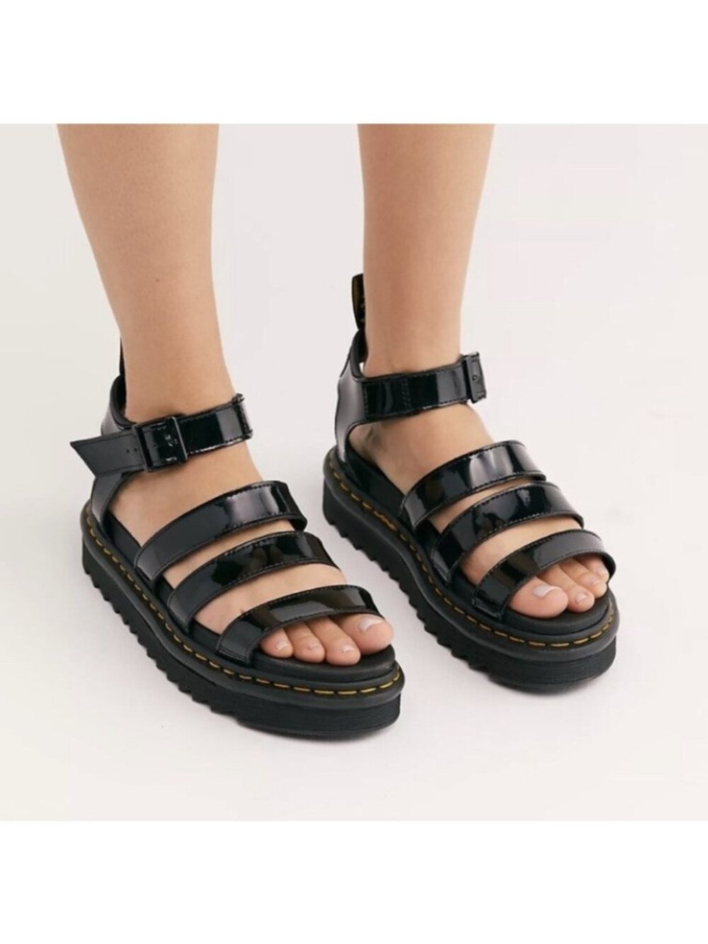 Dr. Martens Blaire Patent Leather Platform Sandals US 8 Adjustable Strappy Black - Picture 13 of 13